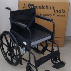 Premium Folding Commode Powder Coated Wheelchair With Safety Belt