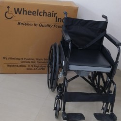 Premium Folding Commode Powder Coated Wheelchair With Safety Belt