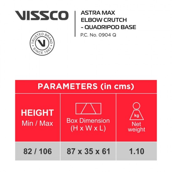 Vissco Astra Max Elbow Crutches - Quadripod Base