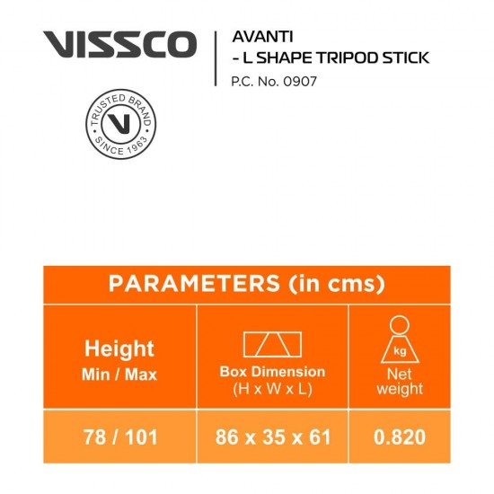 Vissco Invalid L-shape Tripod Walking Stick