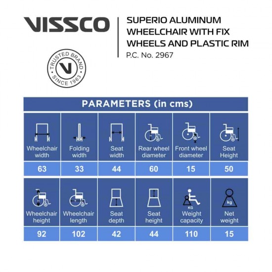 Vissco Superio Aluminium Wheelchair with Fix Wheels
